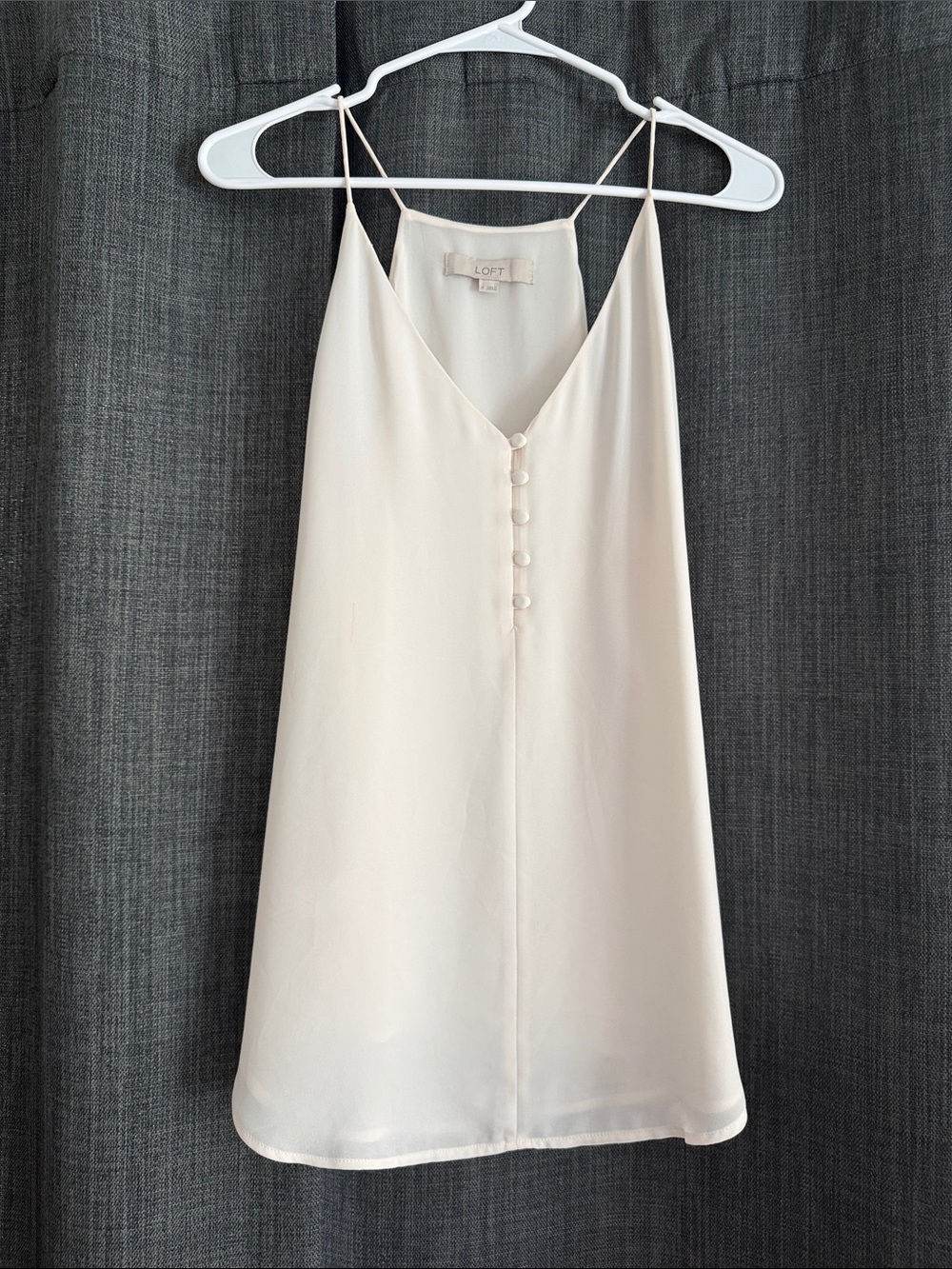 LOFT Cream V-Neck Spaghetti Strap Shell Top